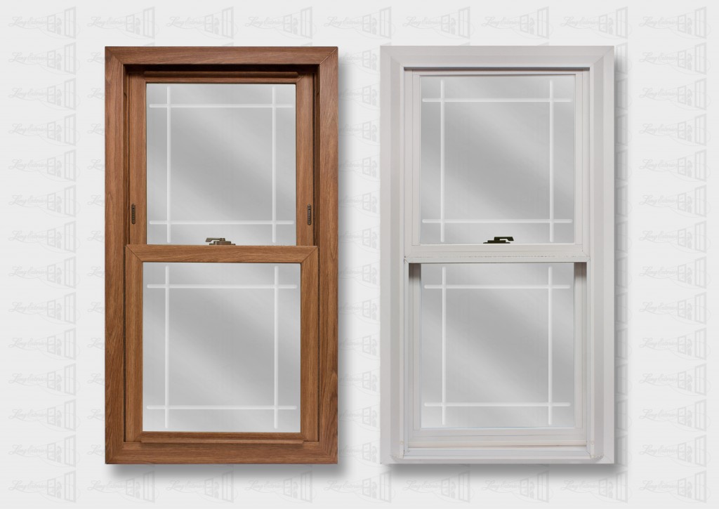 Lang Exterior Dark Oak White Platinum Window Prarie V-Groove Glass